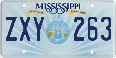 MS license plate ZXY263