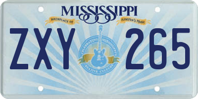 MS license plate ZXY265