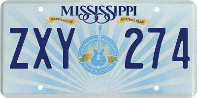 MS license plate ZXY274