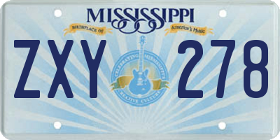 MS license plate ZXY278