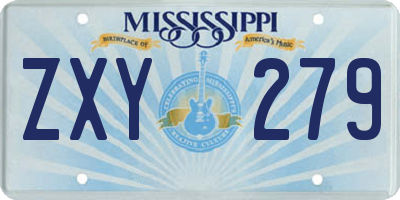 MS license plate ZXY279
