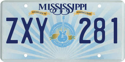 MS license plate ZXY281
