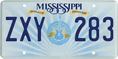 MS license plate ZXY283