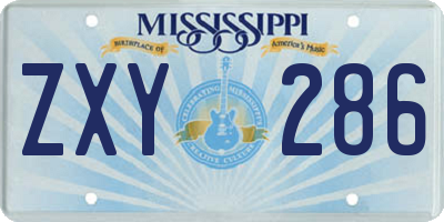 MS license plate ZXY286
