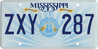 MS license plate ZXY287
