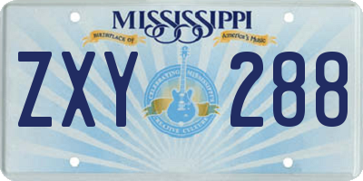 MS license plate ZXY288