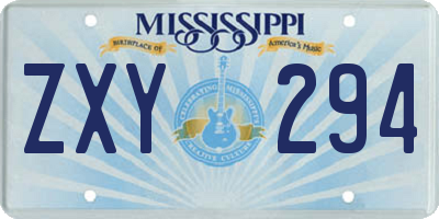 MS license plate ZXY294