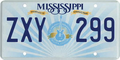 MS license plate ZXY299