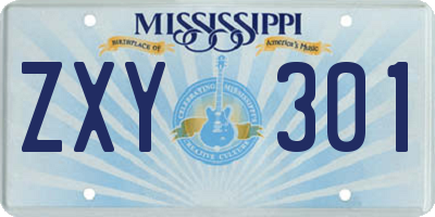 MS license plate ZXY301