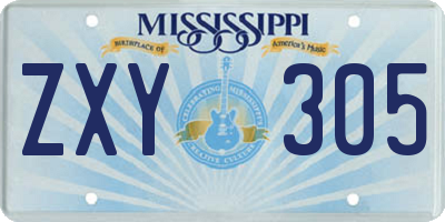 MS license plate ZXY305
