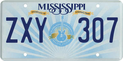 MS license plate ZXY307