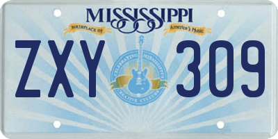 MS license plate ZXY309