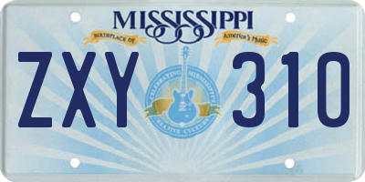 MS license plate ZXY310
