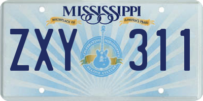 MS license plate ZXY311