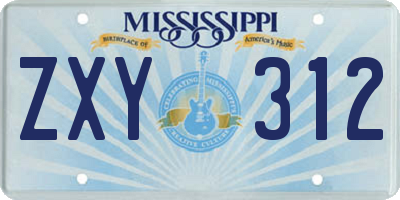 MS license plate ZXY312