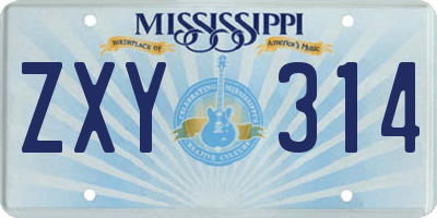 MS license plate ZXY314
