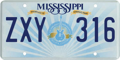 MS license plate ZXY316