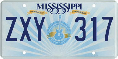 MS license plate ZXY317