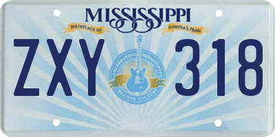 MS license plate ZXY318