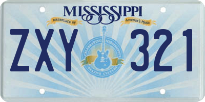 MS license plate ZXY321