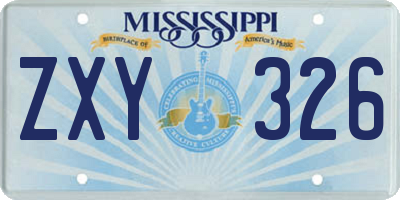 MS license plate ZXY326