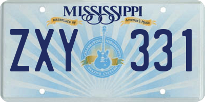 MS license plate ZXY331