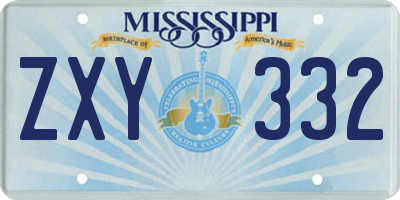 MS license plate ZXY332