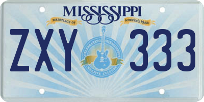 MS license plate ZXY333