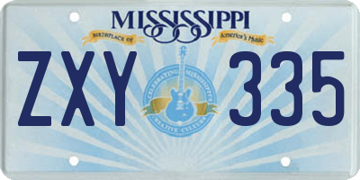 MS license plate ZXY335