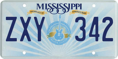 MS license plate ZXY342