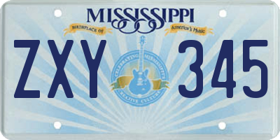 MS license plate ZXY345