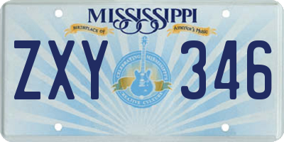 MS license plate ZXY346