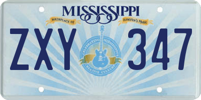 MS license plate ZXY347