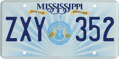 MS license plate ZXY352
