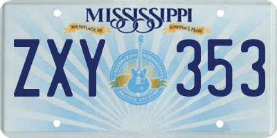 MS license plate ZXY353