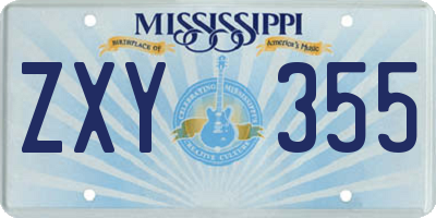 MS license plate ZXY355