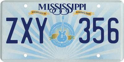 MS license plate ZXY356