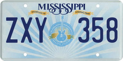 MS license plate ZXY358