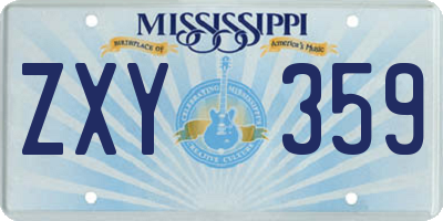 MS license plate ZXY359