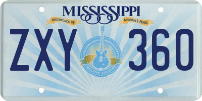 MS license plate ZXY360