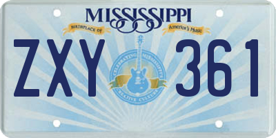 MS license plate ZXY361