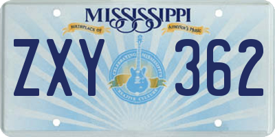 MS license plate ZXY362