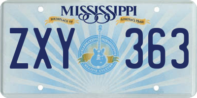 MS license plate ZXY363