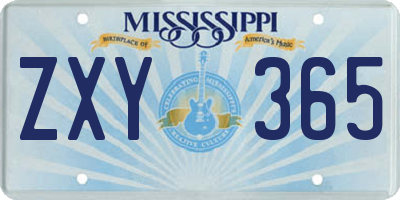 MS license plate ZXY365