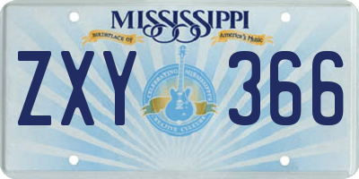 MS license plate ZXY366
