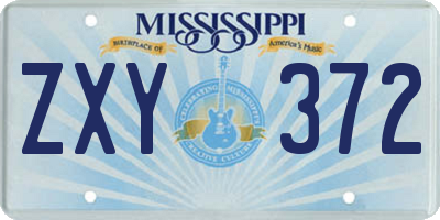 MS license plate ZXY372