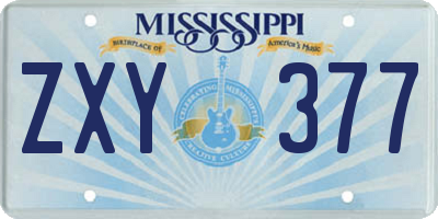MS license plate ZXY377