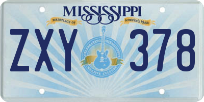 MS license plate ZXY378