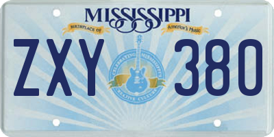 MS license plate ZXY380