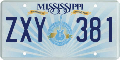 MS license plate ZXY381